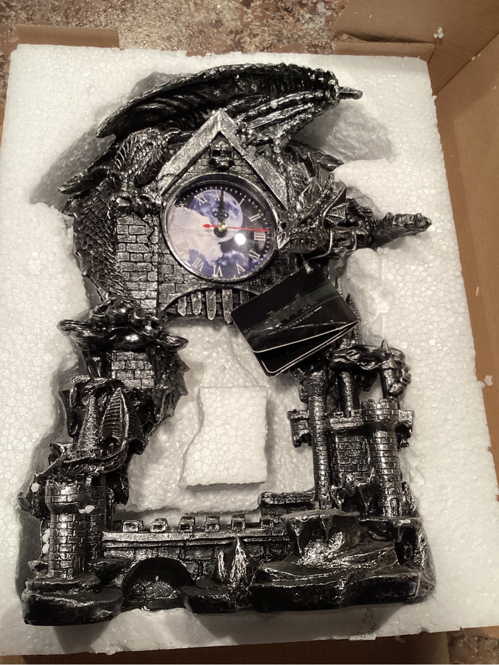 Gothic Dragon Castle Wall Clock - Black